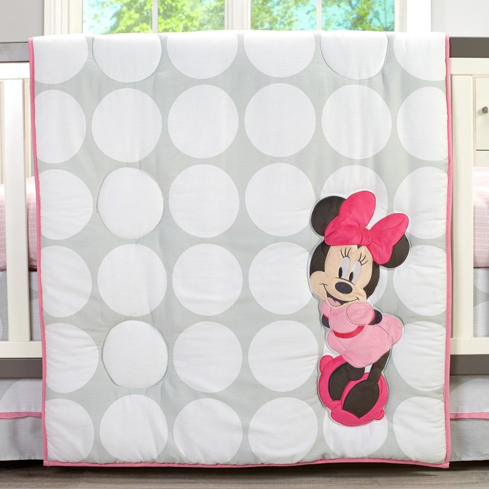 Minnie Mouse Polka Dots 4 Piece Crib Bedding Set - Picture 3 of 9